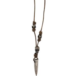 Skull and Point Leather Necklace