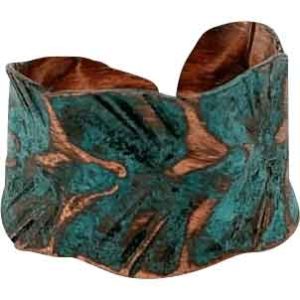 Blue Patina Fantasy Leaf Cuff Ring
