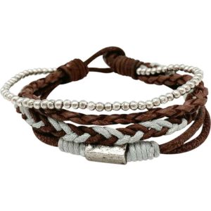 Blue and Brown Leather Viking Bracelet