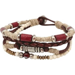Red and Natural Viking Bracelet