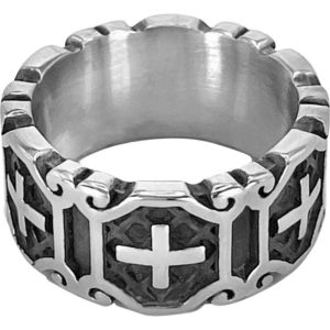 Steel Cross Band Ring