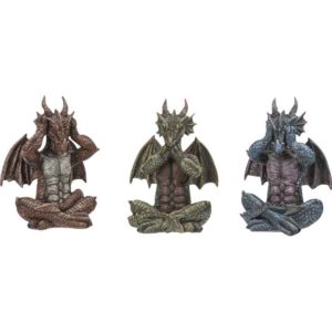 No Evil Dragon Statue Set