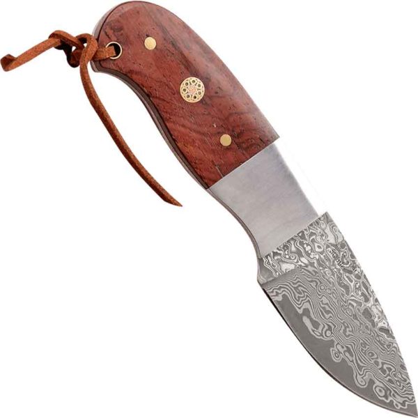 Folded Steel Rosewood Hunter Knife