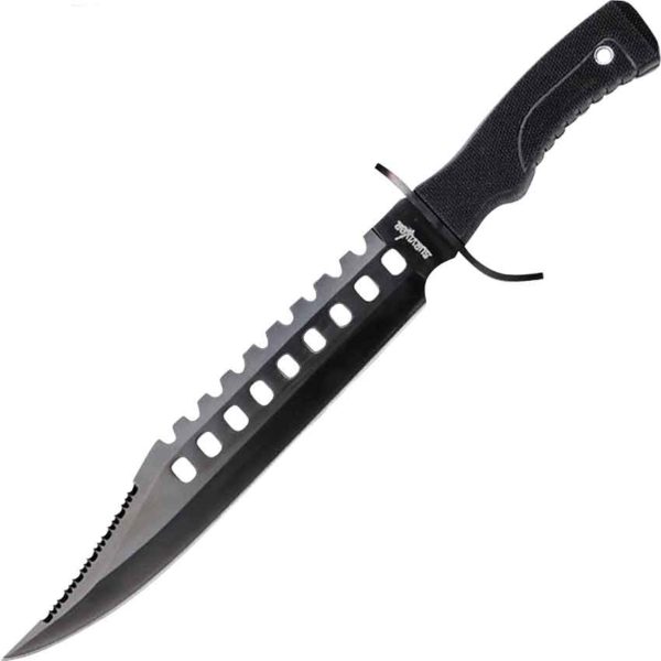 Black Reverse Serrated Survival Knife