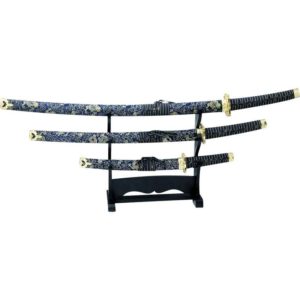 Blue and Gold Samurai Sword Set
