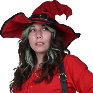 Split Leather Wikka Witch Hat - Red