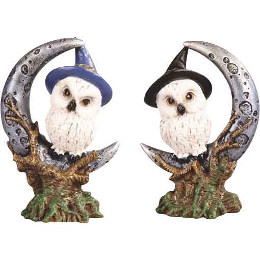 Moon Owl Statue Set