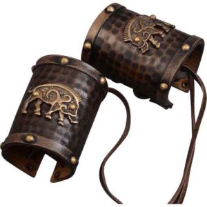 Boars Celtic Leather Cuffs