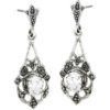 Silver Victorian Marcasite Dangle Earrings