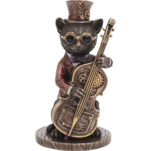 Steampunk Cat Musician Statue