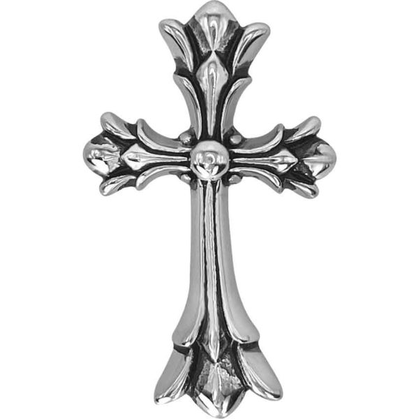 Steel Fleur Cross Pendant