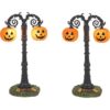 Hallows Eve Lit Street Lamps - Halloween Village Accessories by Department 56