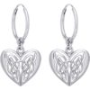 Silver Celtic Heart Hoop Earrings