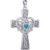 Silver Heart Birthstone Cross Pendant