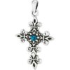 Silver Fleur Cross with Turquoise Pendant