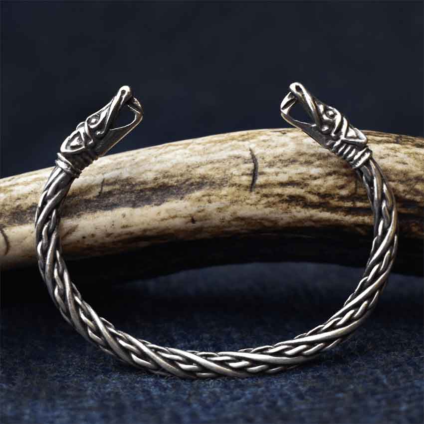 Small Dragon Head Viking Bracelet - Pewter