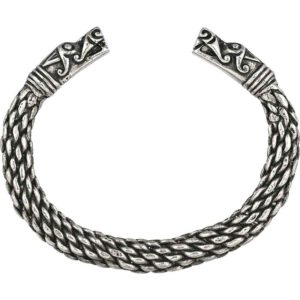 Scaled Dragon Head Viking Bracelet - Pewter