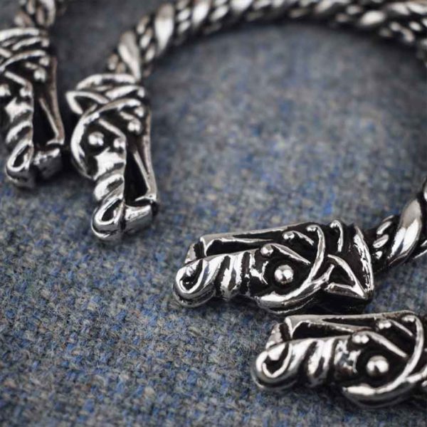 Large Viking Wolf Bracelet - Pewter