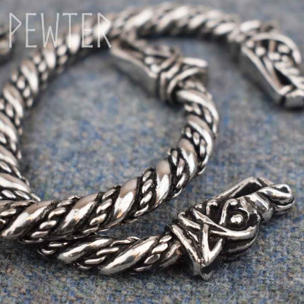 Large Viking Wolf Bracelet - Pewter