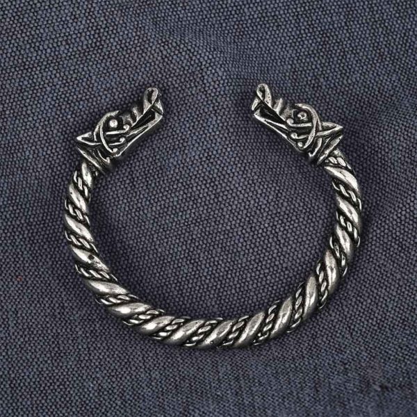 Large Viking Wolf Bracelet - Pewter