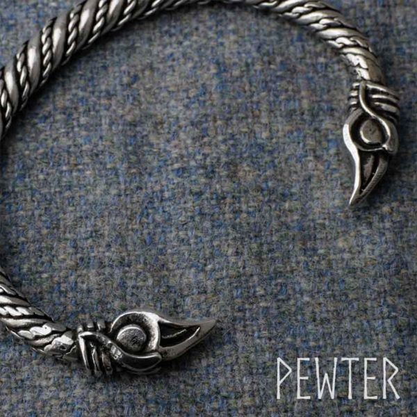 Small Odins Raven Viking Bracelet - Pewter