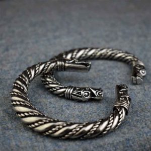Tapered Viking Dragon Bracelet - Pewter