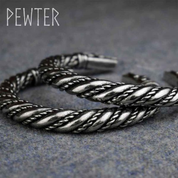Tapered Viking Dragon Bracelet - Pewter