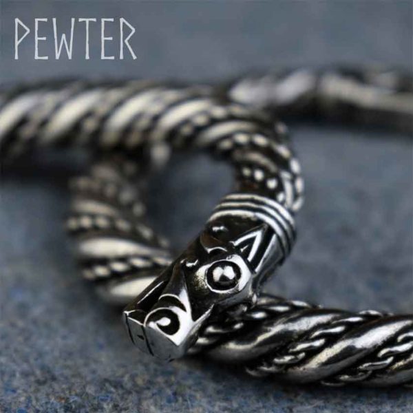 Tapered Viking Dragon Bracelet - Pewter