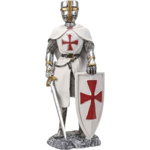 Templar Knight with Sword and Shield Statue