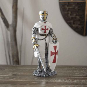 Templar Knight with Sword and Shield Statue