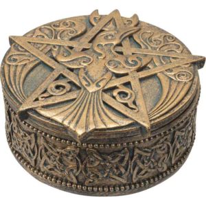 Round Raven Pentagram Trinket Box