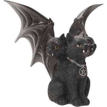 Winged Triple-Headed Cat Statue