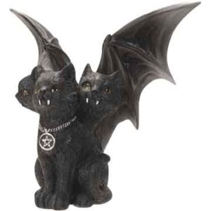 Winged Triple-Headed Cat Statue