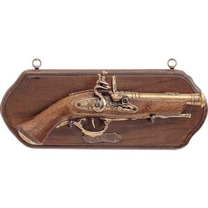 Short Brass Flintlock Pistol with Plaque