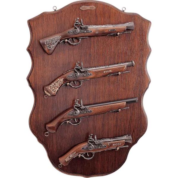 Set of 4 Decorative Pistols with Plaque