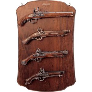 Four DArmi Flintlock Pistols with Display Plaque