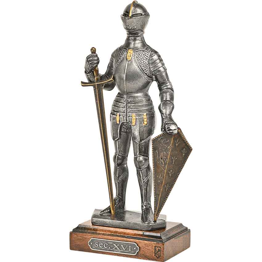 16th Century Knight with Broadsword and Shield Statue