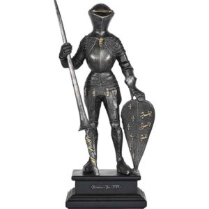 Pewter Knight with Lance Statue