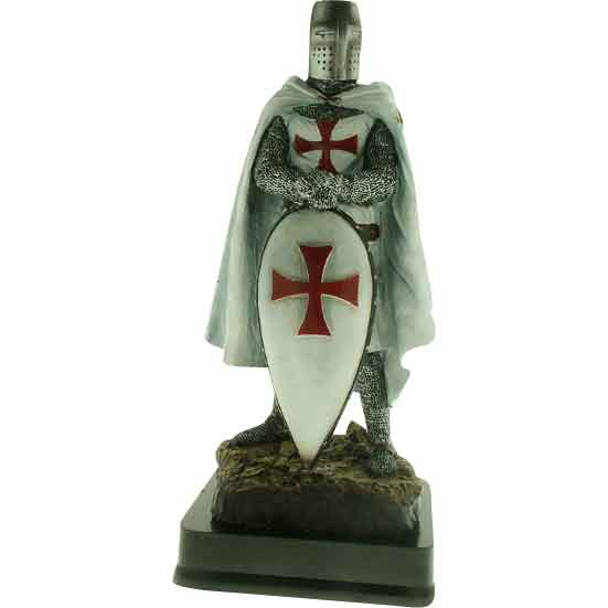 Templar Knight with Shield Statue