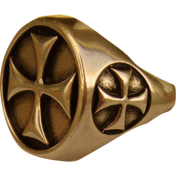 Bronze Templar Cross Signet Ring