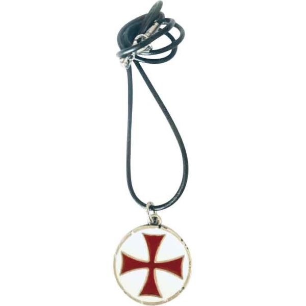 Enameled Templar Cross Medallion Necklace