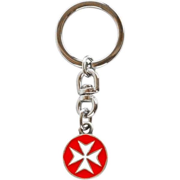 Red Maltese Cross Key Chain