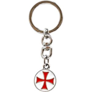 Enameled Templar Cross Mini Medallion Key Chain