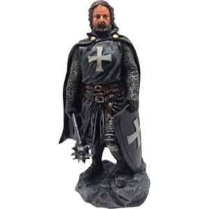 Templar Knight with Mace and Shield Statue
