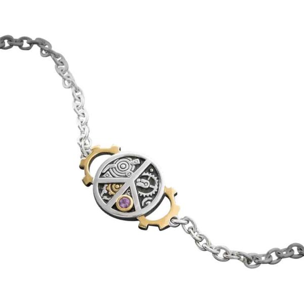 Steampunk Peace Gemstone Chain Bracelet