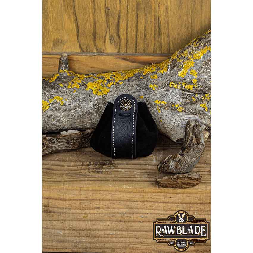 Small Wanderer Split Leather Pouch - Black