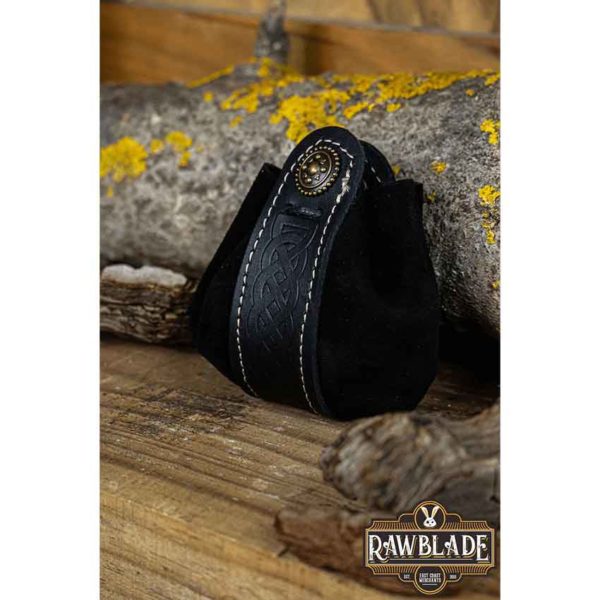 Small Wanderer Split Leather Pouch - Black