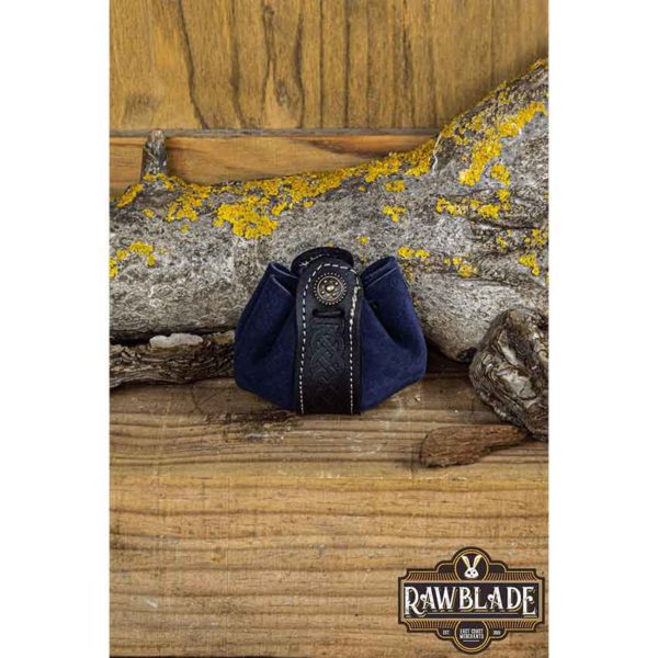 Small Wanderer Split Leather Pouch - Deep Blue