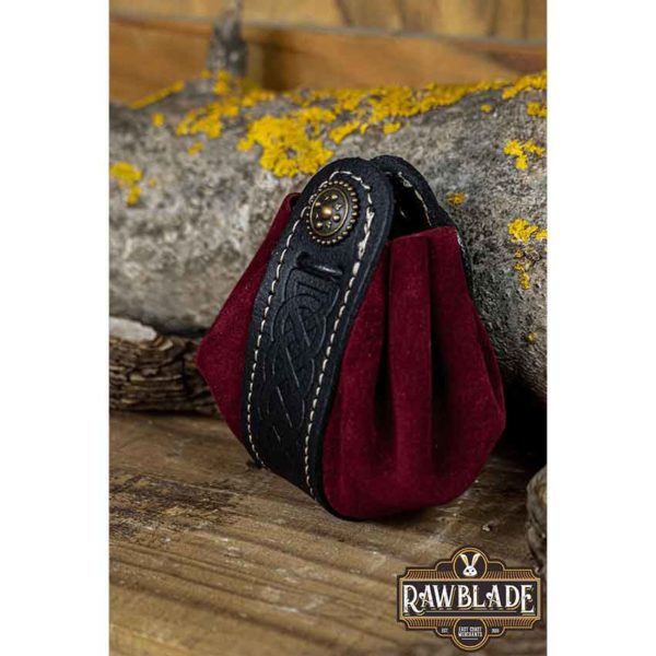 Small Wanderer Split Leather Pouch - Red