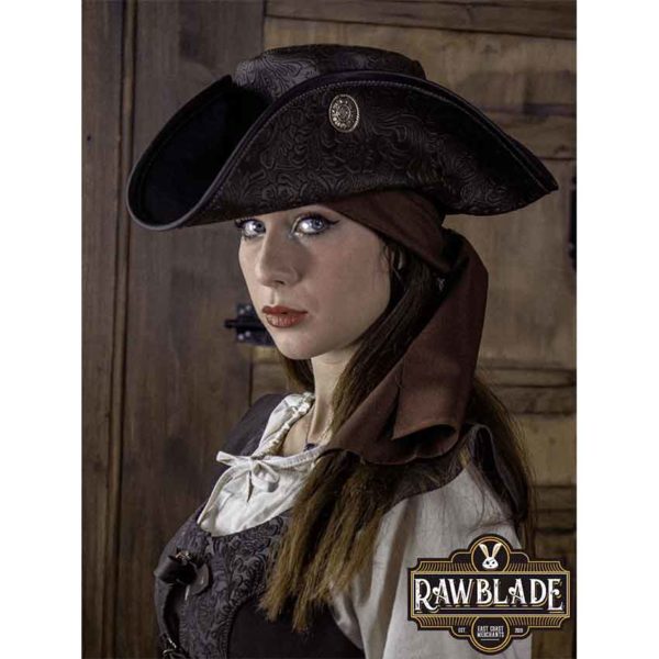 Three Doubloons Deluxe Tricorn - Brown